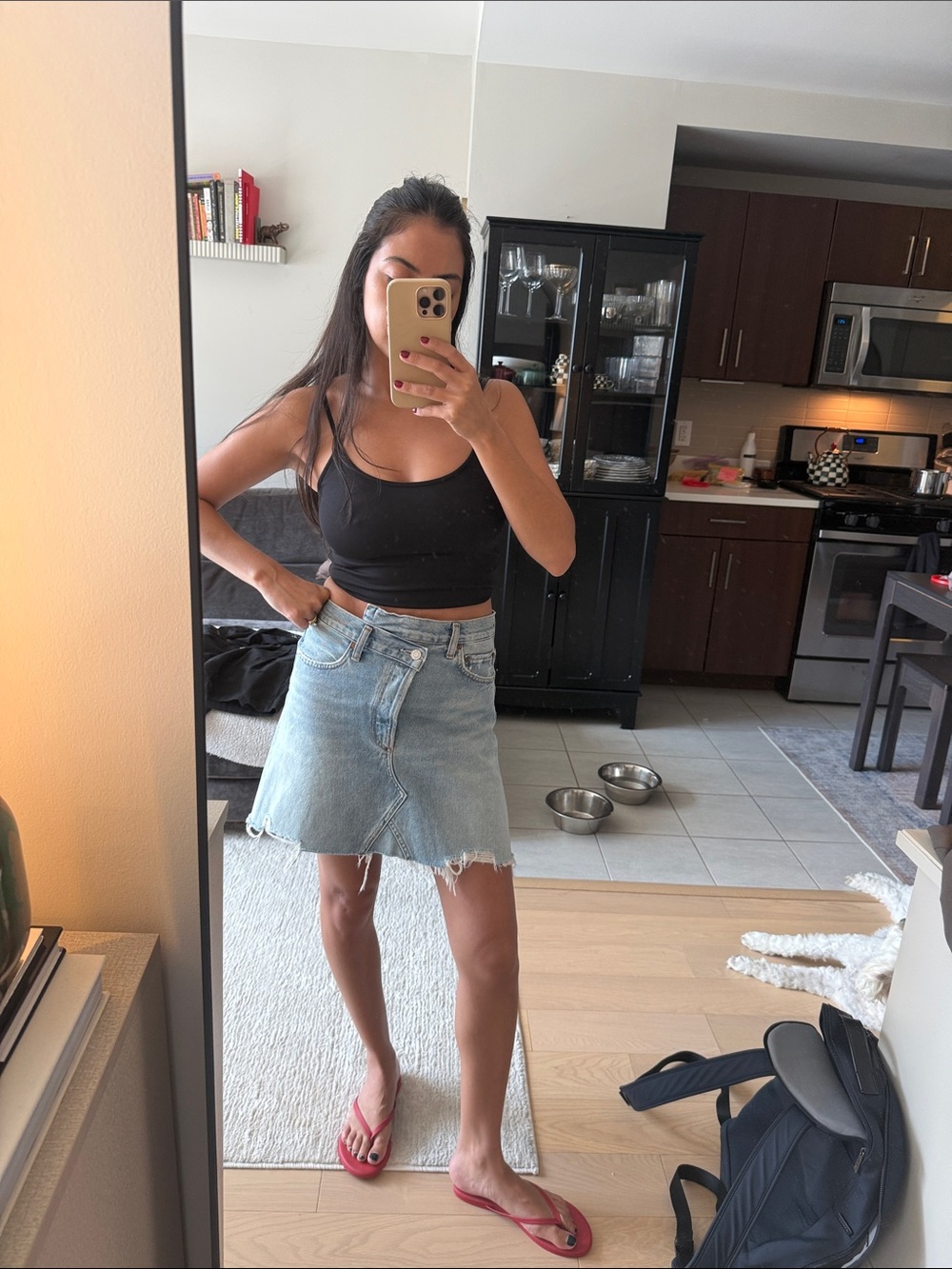 AGOLDE criss cross denim skirt
